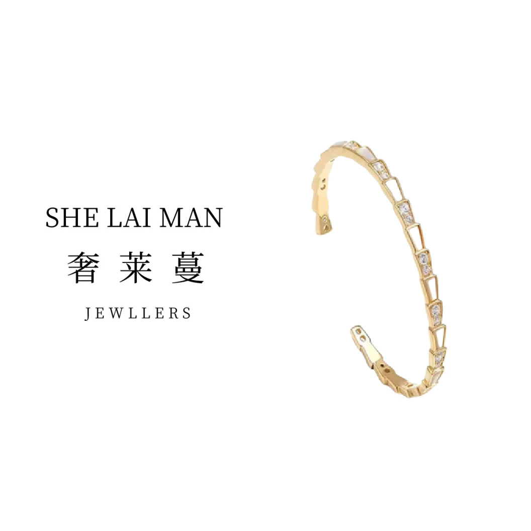 奢莱蔓/SHELAIMAN  气质百搭蛇骨开口手镯-D