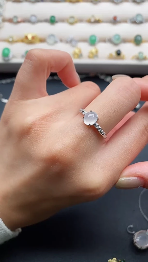 银S925镶嵌戒指翡翠777777+3