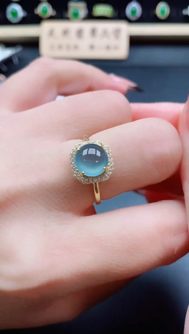 银S925镶嵌戒指翡翠1