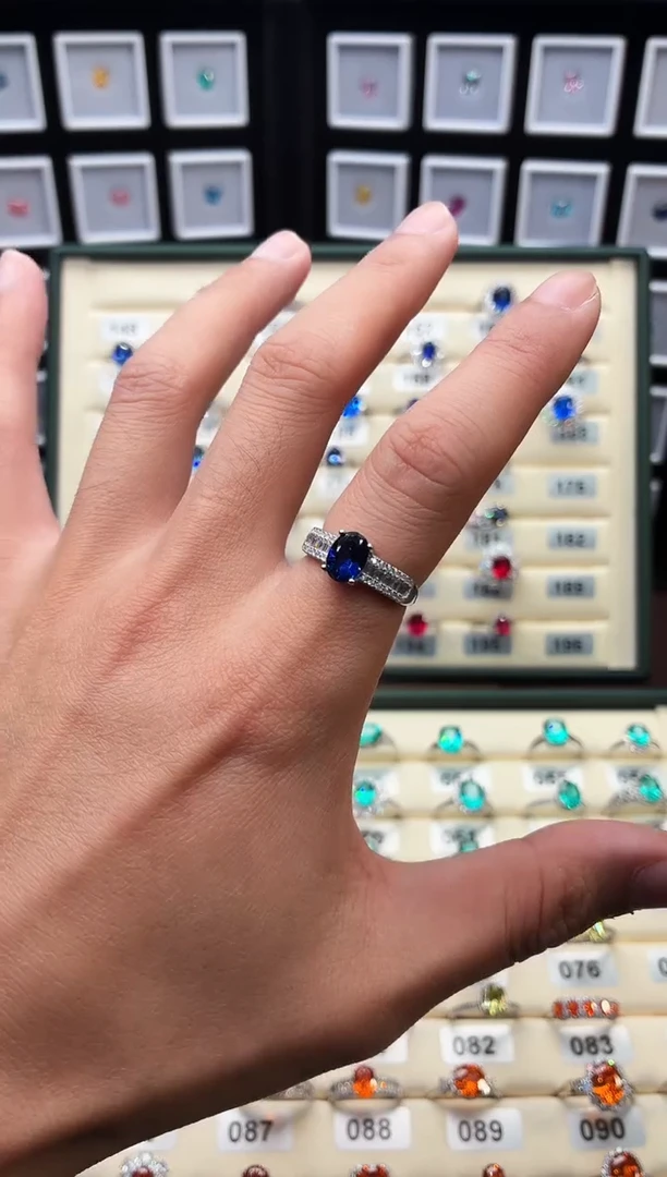 戒指蓝宝石银S925镶嵌119