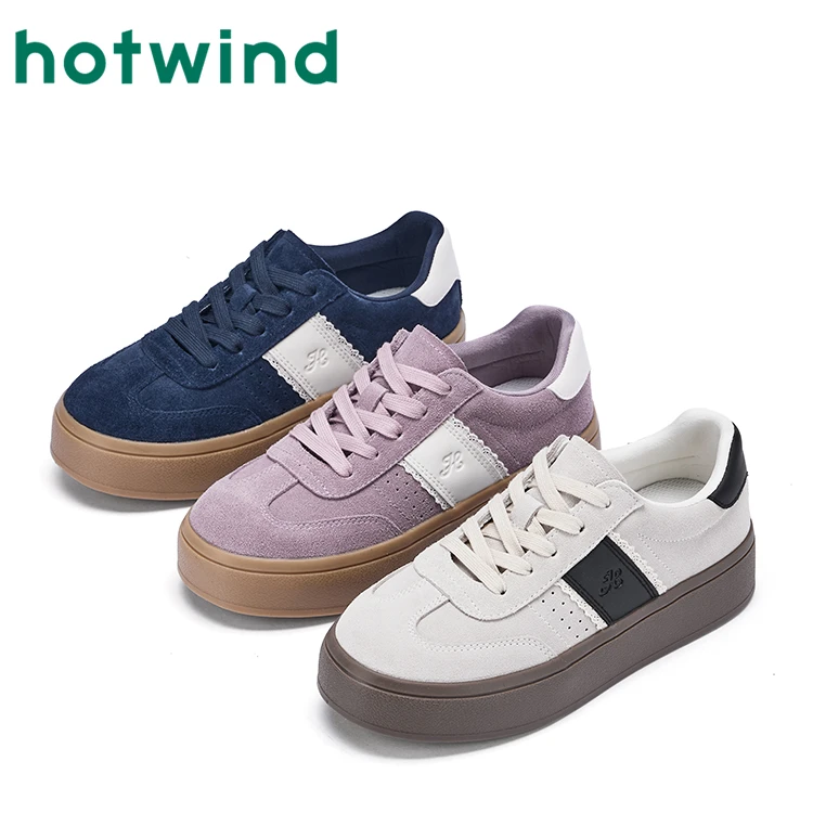 热风四季女士时尚透气干爽舒适小白鞋软底软面休闲鞋H14W25D42