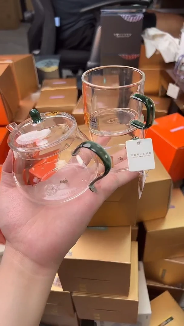 @@禾器晶彩青云壶墨绿色+清杯墨绿2只