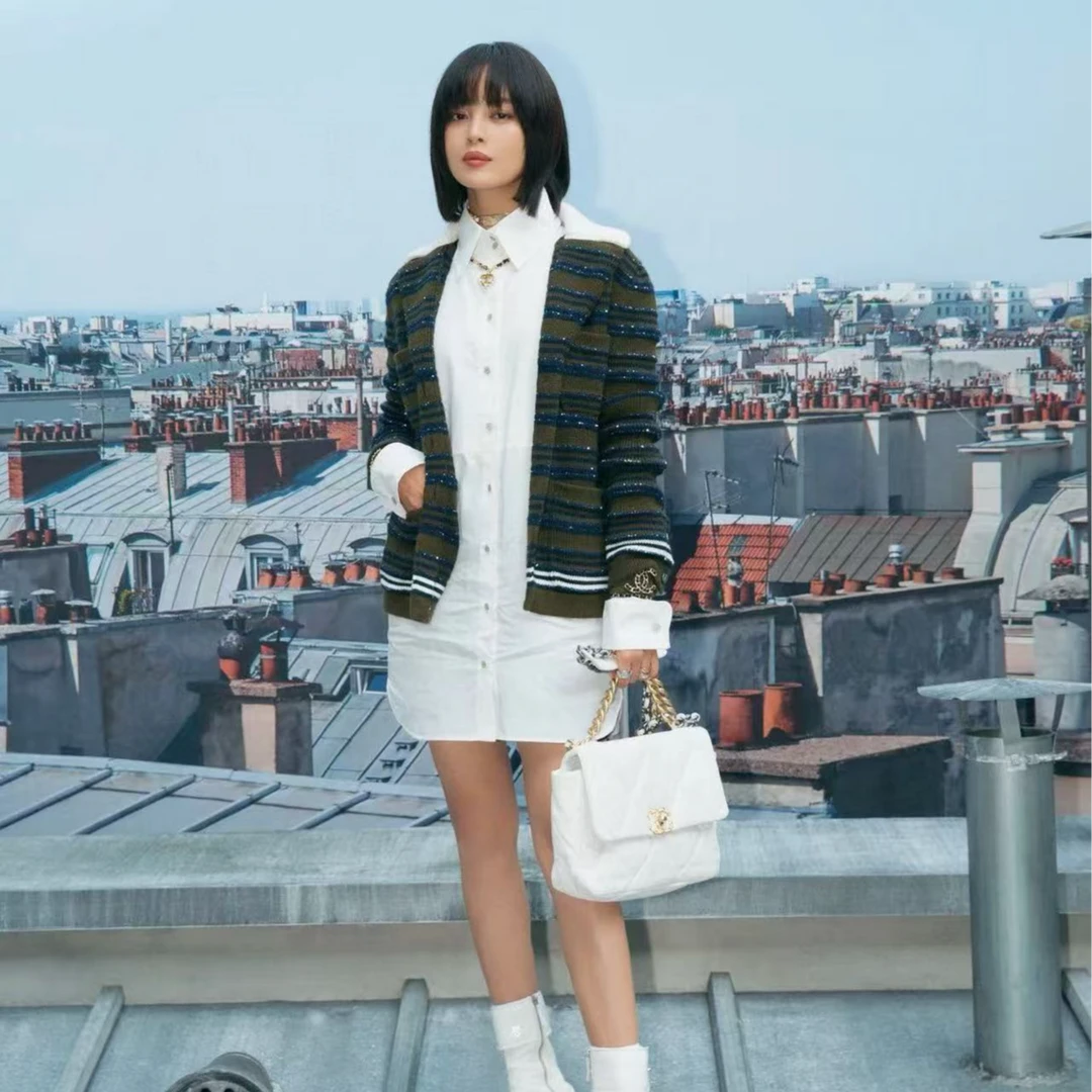 99新 Chanel/香奈儿 Chanel车站系列亮片条纹针织开衫外套38码