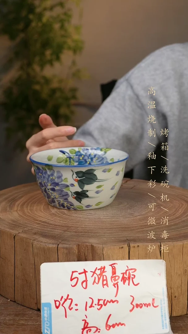 碗瓷景德镇手工手绘高温瓷釉下彩