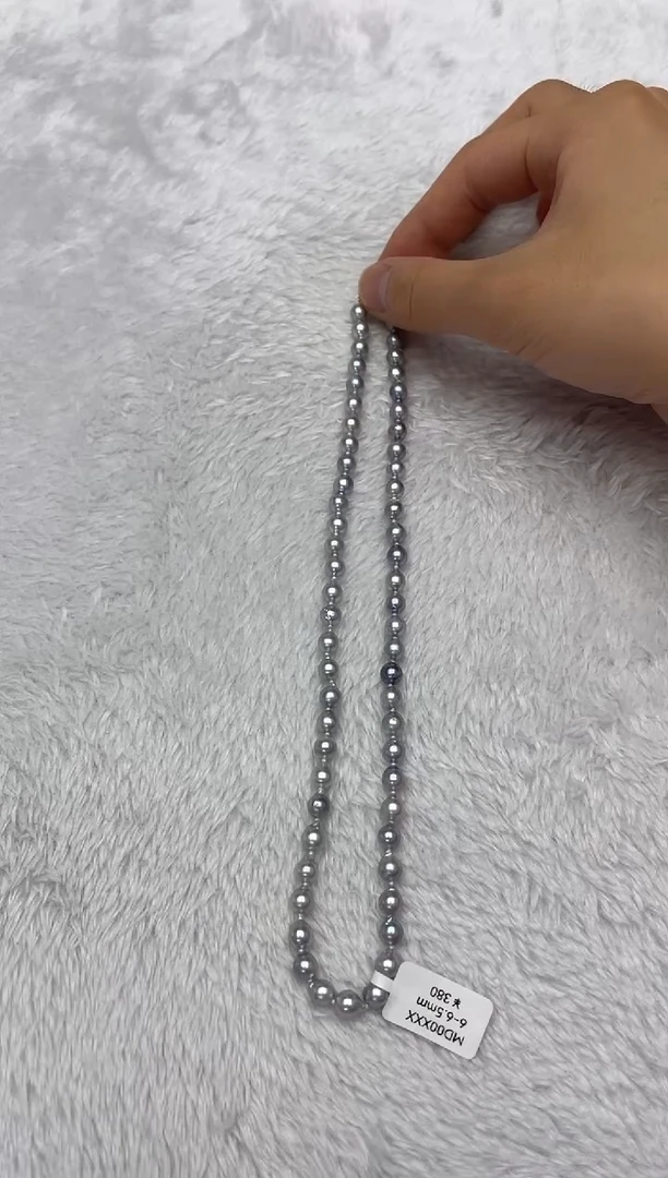 海水珍珠银S925镶嵌项链AK真多麻6-6.5mm