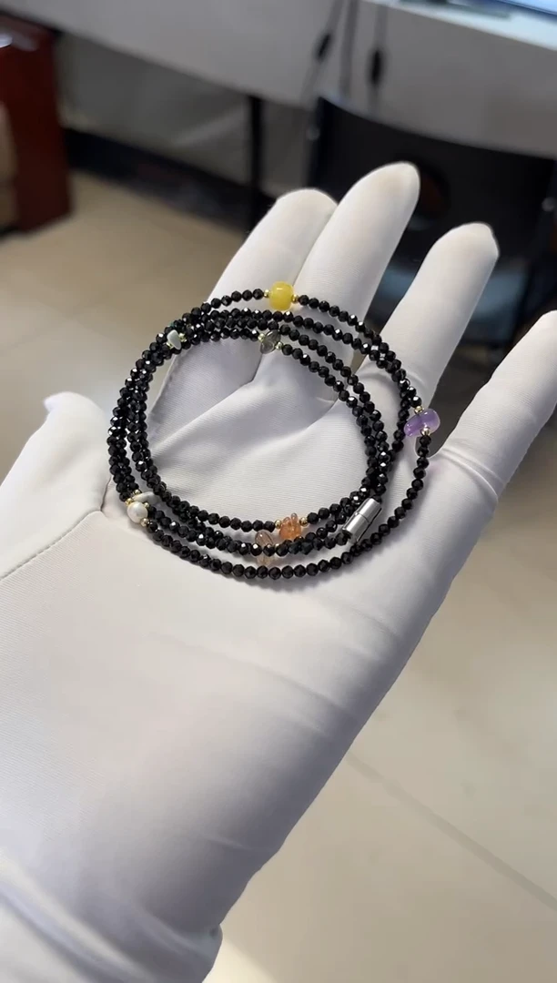 手串未镶嵌尖晶石小*儿，尖晶石米粒珠多圈手串