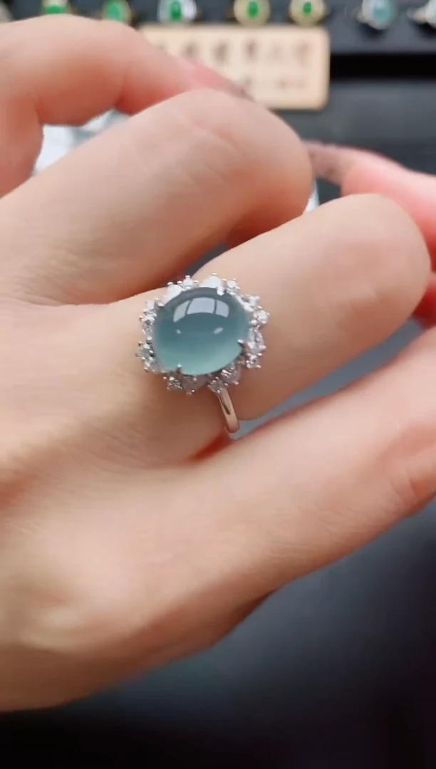 银S925镶嵌戒指翡翠1