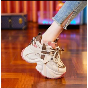 老爹鞋女2025新款春季透气轻便厚底松糕鞋百搭小个子内增高女鞋