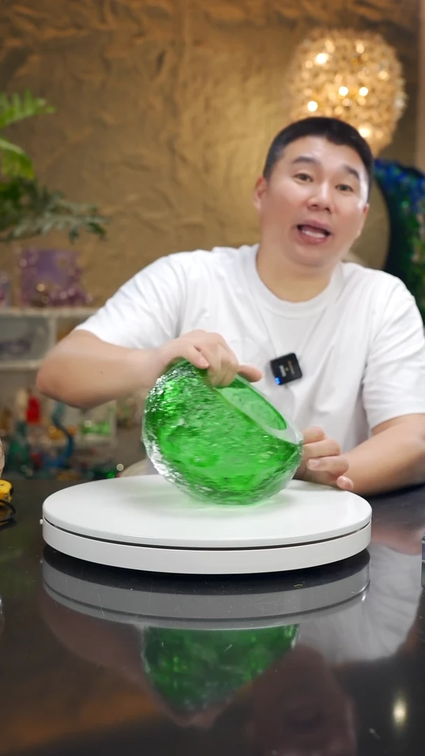 摆件福利绿色水波纹果碗