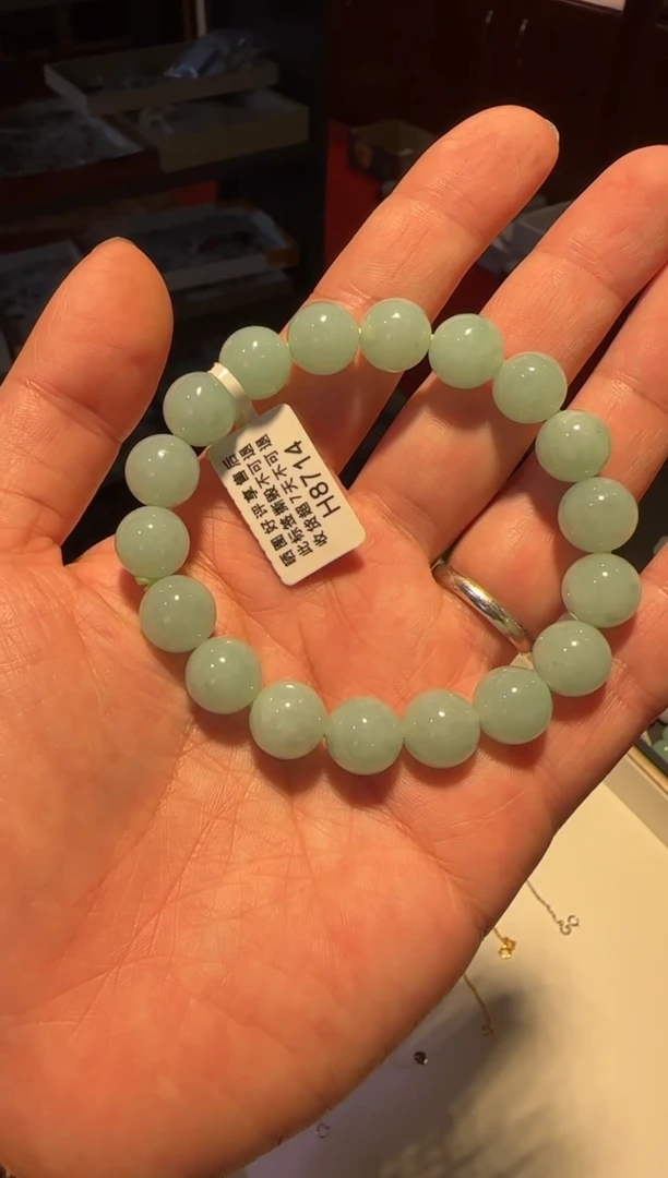 未镶嵌手链翡翠H8714绿珠手串卡11