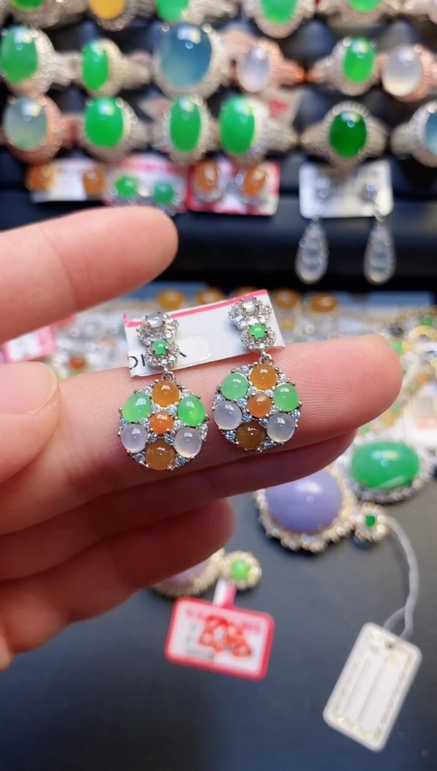 银S925镶嵌戒指翡翠天然