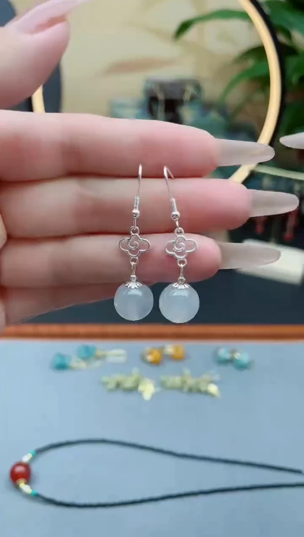 玛瑙/玉髓耳饰银S925镶嵌630