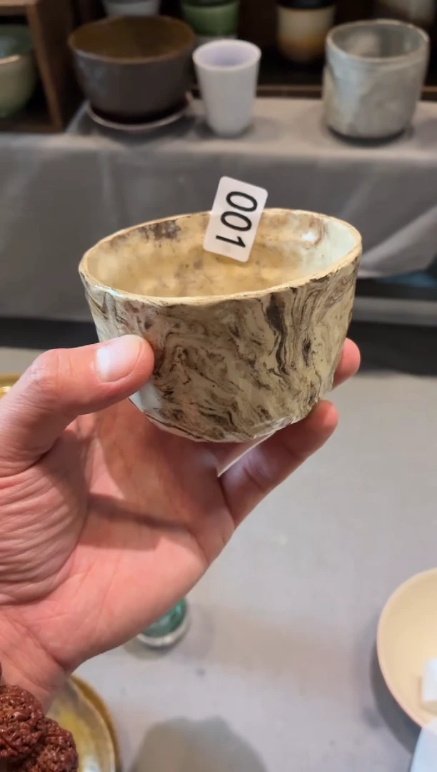 瓷片C****o01 绞胎泥小米饭碗1个