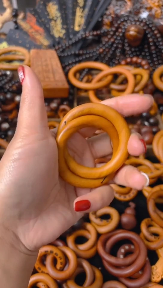 【闪购商品】枣木木雕乾坤圈微瑕40圈口一物一拍