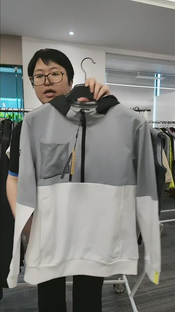 FJ-高性能连帽衫-男士-81836-M-浅灰/白-M