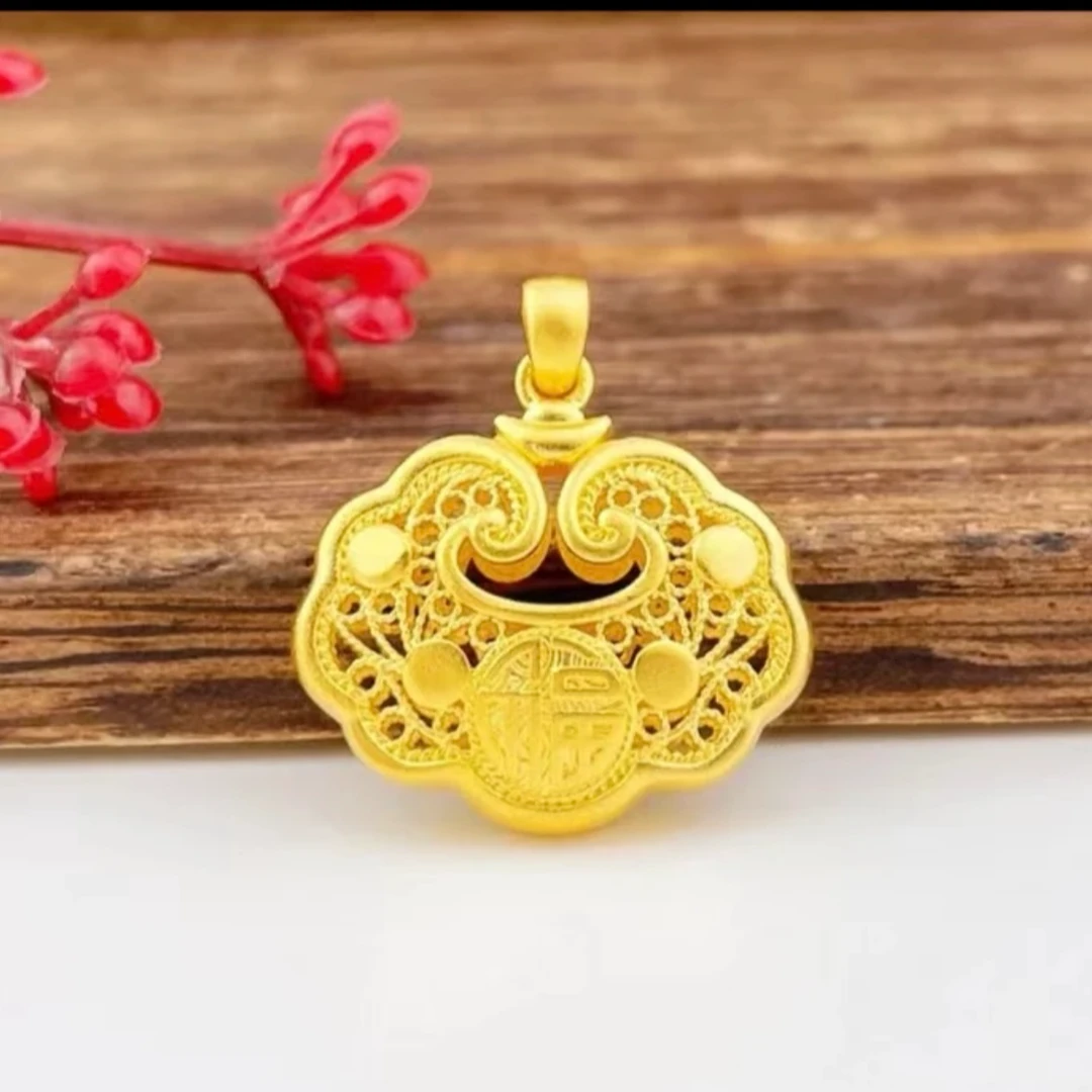 【水贝隆盛祥珠宝】足金999无铃铛平安锁包吊坠时尚精致宝宝锁传承