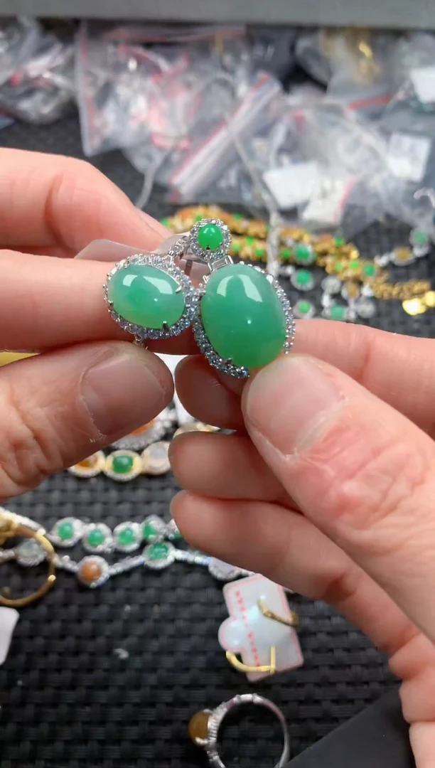 银S925镶嵌戒指翡翠555   8