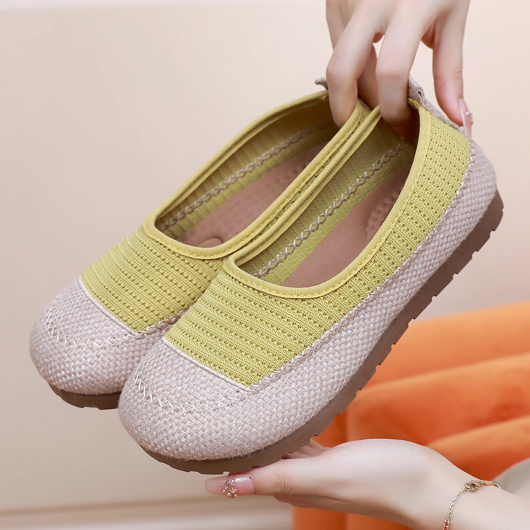 秋新款老北京布鞋女软底一脚蹬布鞋中老年透气休闲鞋舒适妈妈鞋