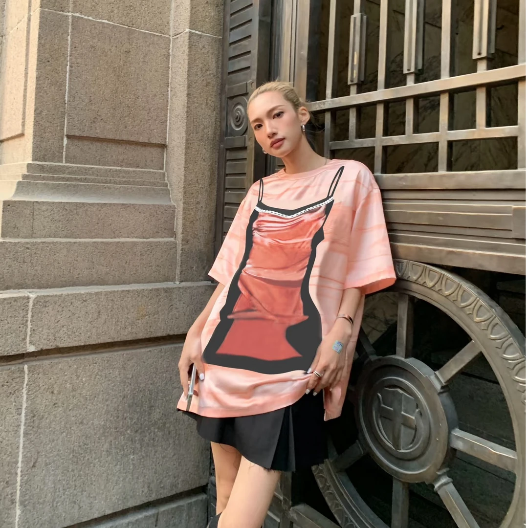 【施诗专属】U.T-丁达尔穿搭橘色宽松冰透上衣T086