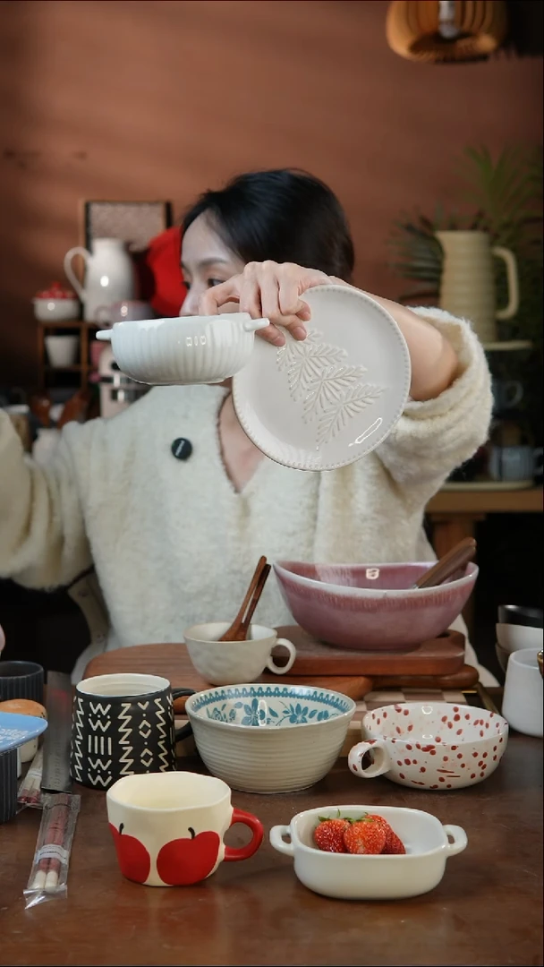 瓷片竖条小双耳+异形小碟 微瑕 凑满20发货