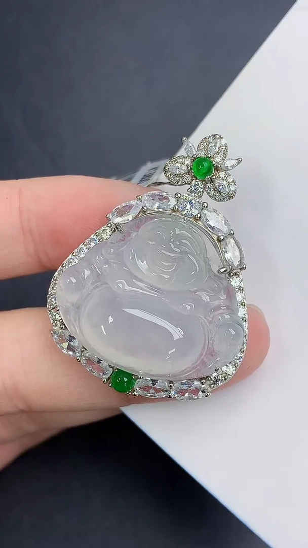 颈饰银S925镶嵌翡翠天然缅甸A货百元以上9元证书费自理