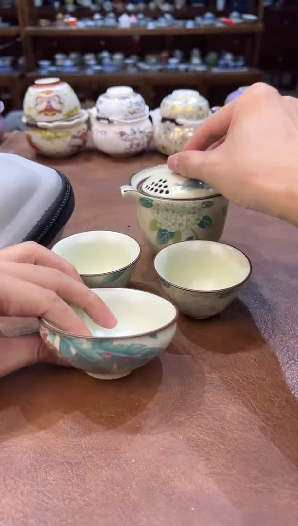 真的很便宜超好看会开片的旅行茶具