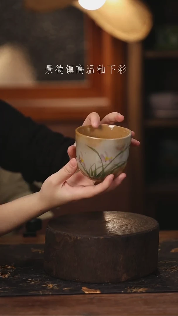 陶瓷景德镇高温釉下手绘陶瓷@L484@