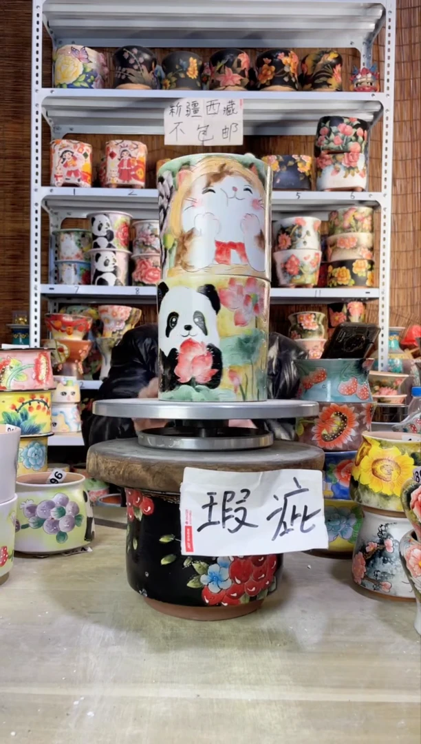 【闪购商品】摆件118陶花岛多肉陶瓷花盆罐——微瑕