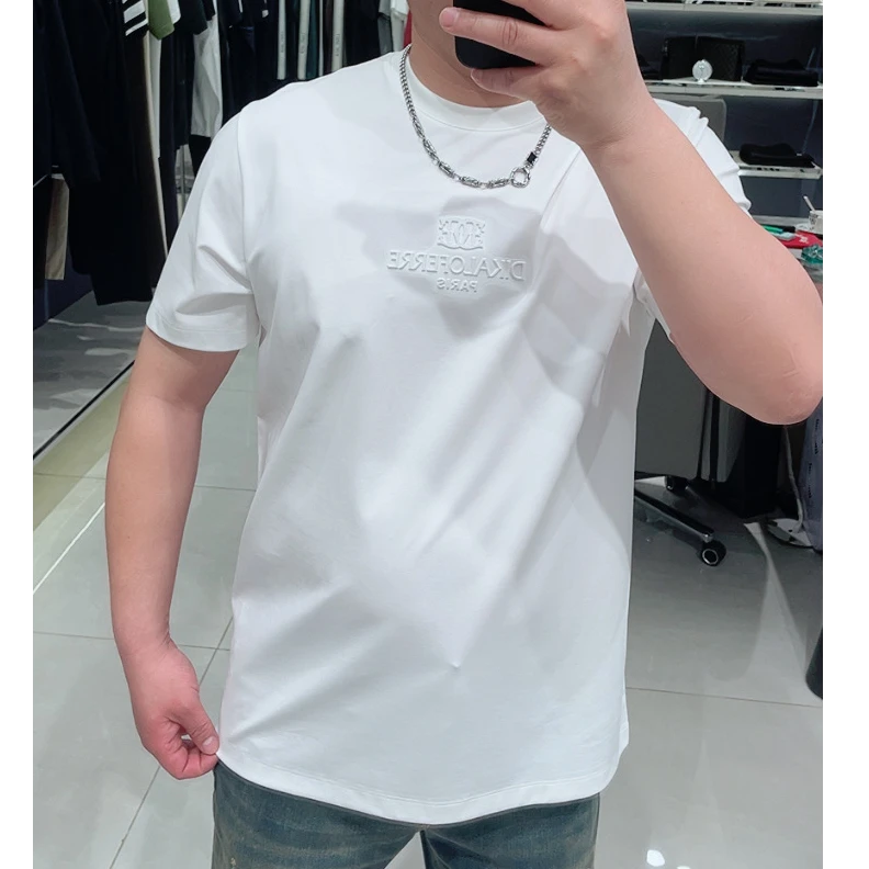 DIKALOFERRE/迪卡里奥费雷D52DT215男士高弹皱棉短袖轻奢短袖t恤