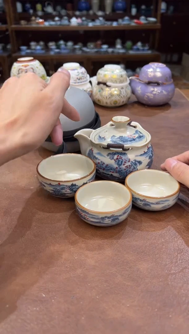 真的很便宜超好看会开片的旅行茶具