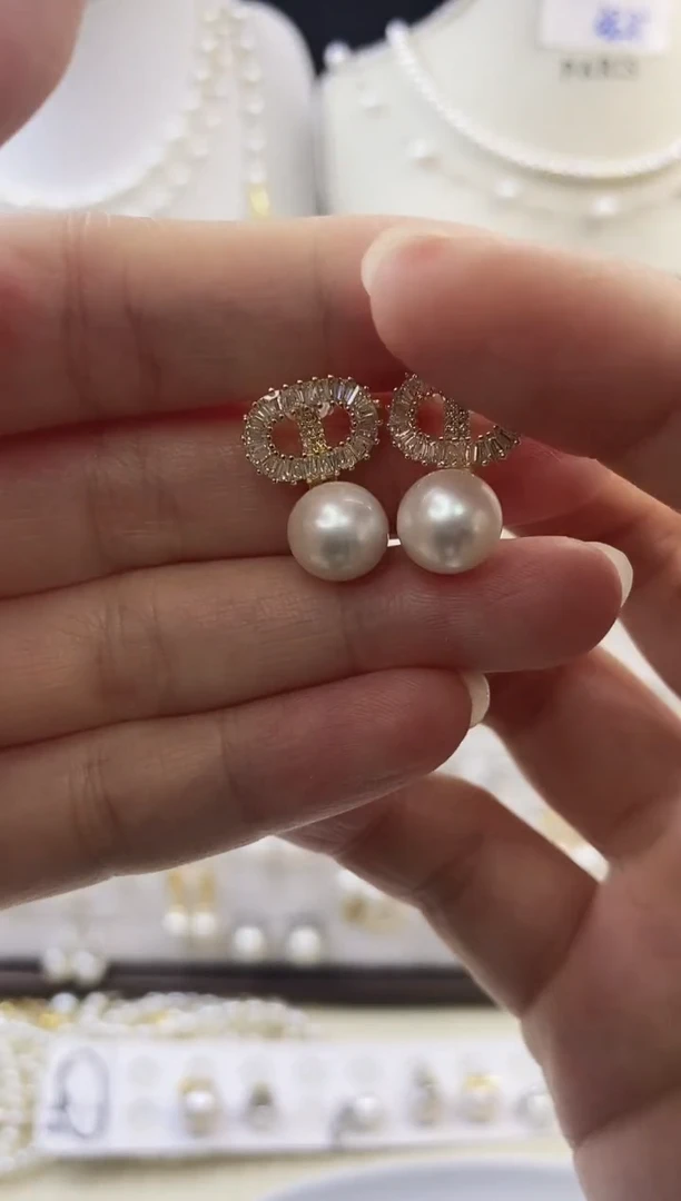 合金耳饰淡水珍珠44圆珠微瑕