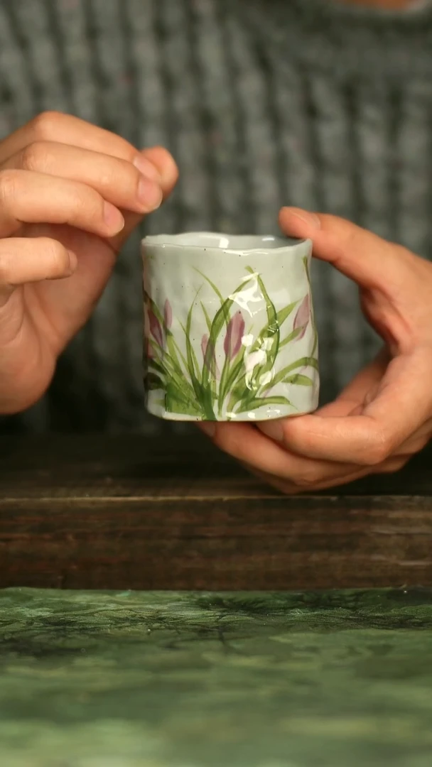 釉下彩陶瓷青诗集手工手绘瓷器