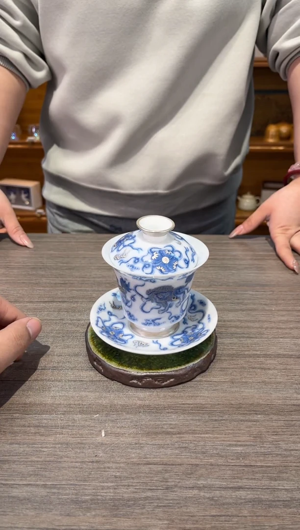 【闪购商品】绣球冰种盖碗茶具