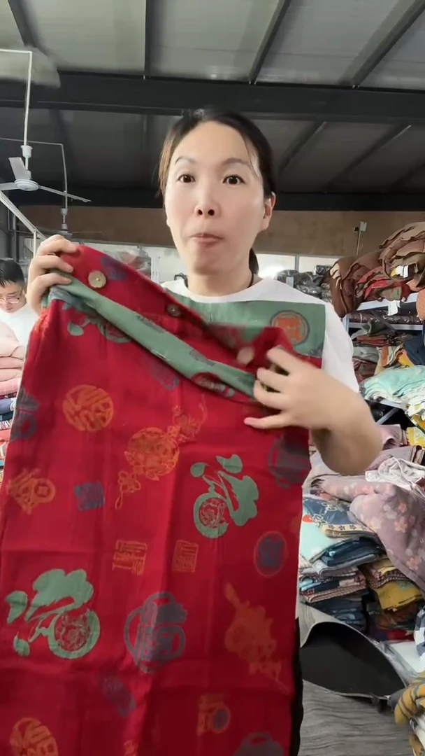 棉枕套百福红色一对
