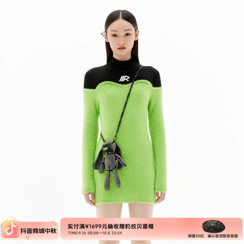 REVAN芮范甜酷兔子包毛衣长袖连衣裙RU91103116