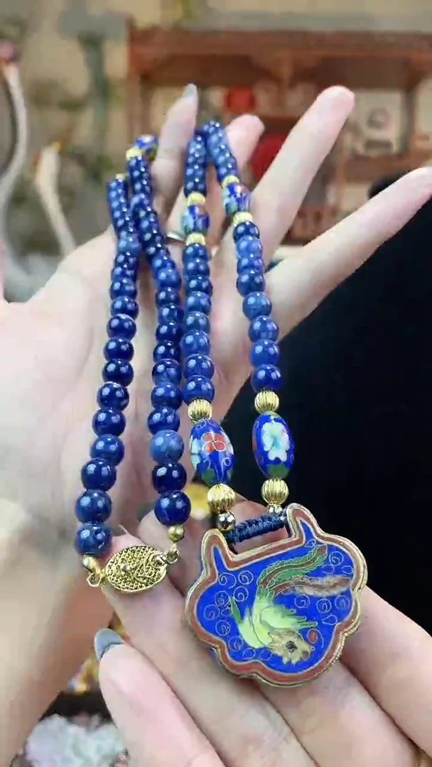 非遗手工景泰蓝珠链吊坠如意