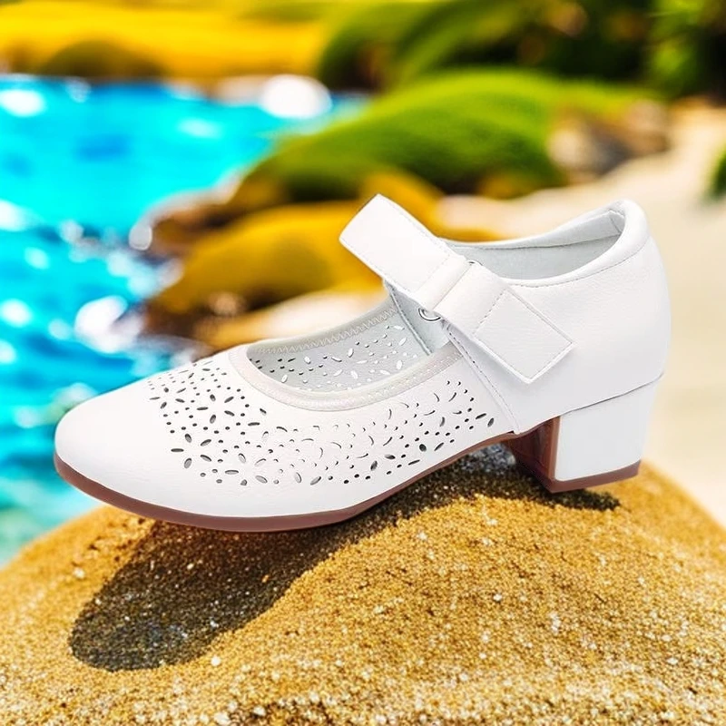 特丝丽她真皮夏季百搭舞鞋软底粗跟广场舞蹈鞋透气舞鞋摩登舞鞋