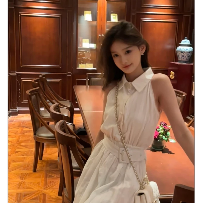 SSYDFER【白茶】气质时尚轻奢女收腰潮流设计师百搭夏季女装连衣裙