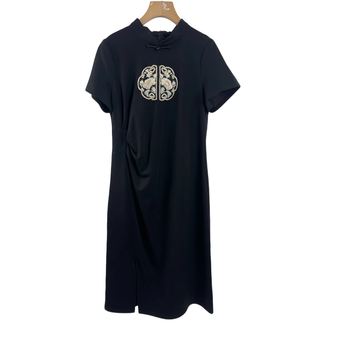 【JX036黑色裙】麦多多小美专属国风时尚百搭显瘦款洋气连衣裙女