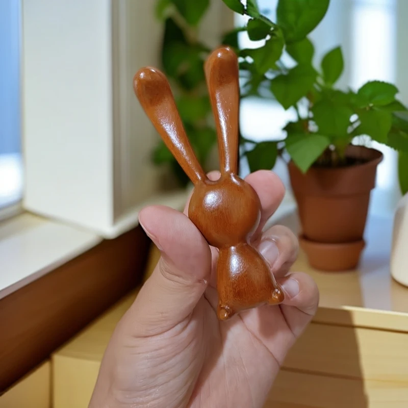 兜兜家居｜天然乌檀木长耳朵兔子按摩器可按摩眼部鼻子下颌线