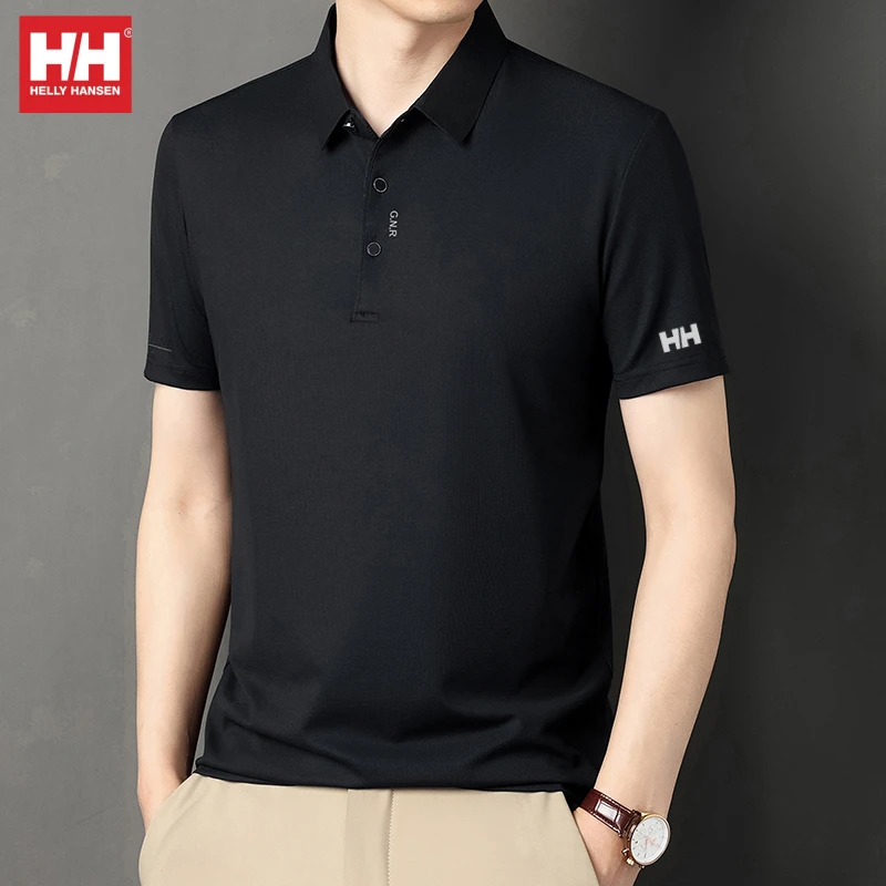 海丽冰丝POLO衫男短袖夏季薄款男士休闲弹力无痕抗皱版型t恤衫
