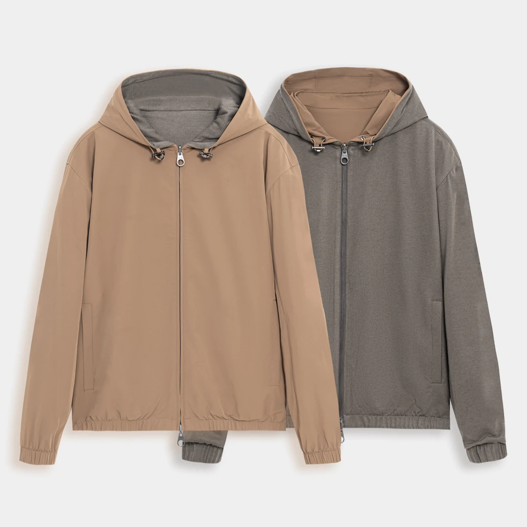 兴老板 LP秋冬新品25s男士双面穿山羊绒混纺面料夹克外套 7746
