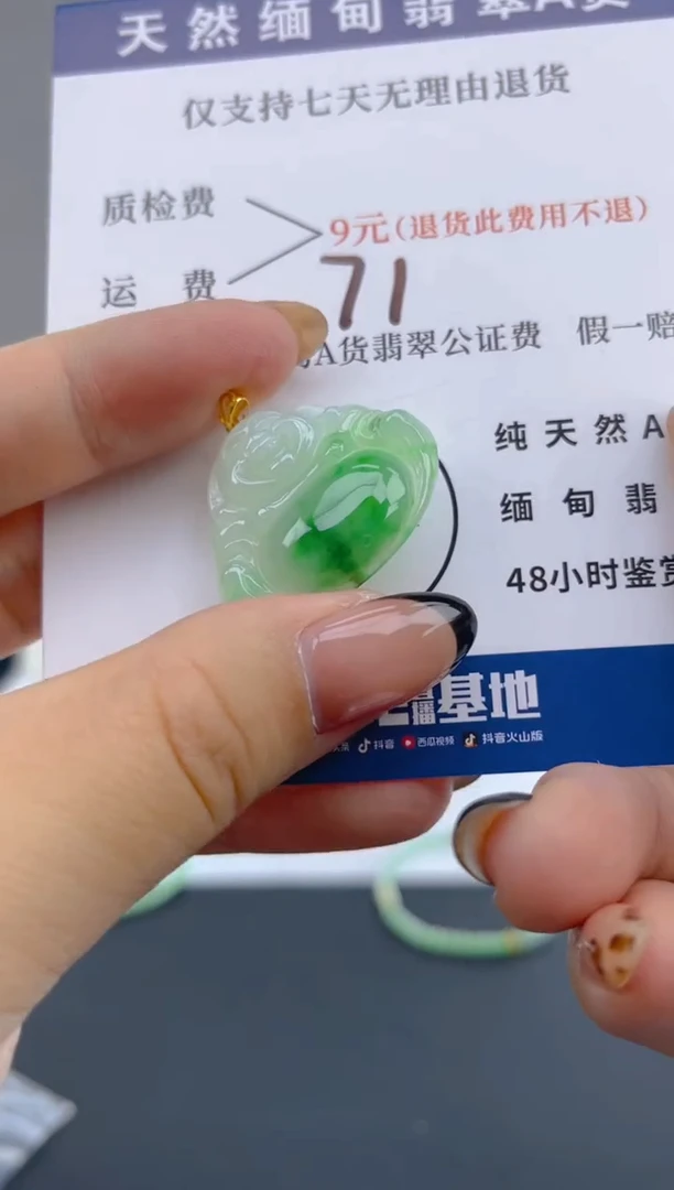 颈饰18K金镶嵌翡翠纯天然缅甸翡翠A货