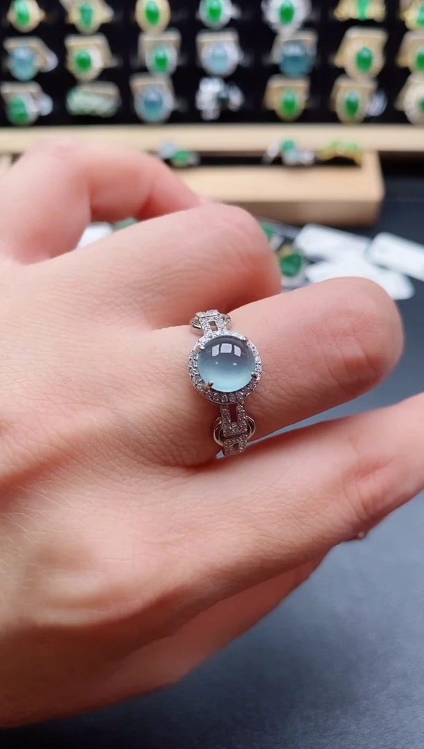 银S925镶嵌戒指翡翠1