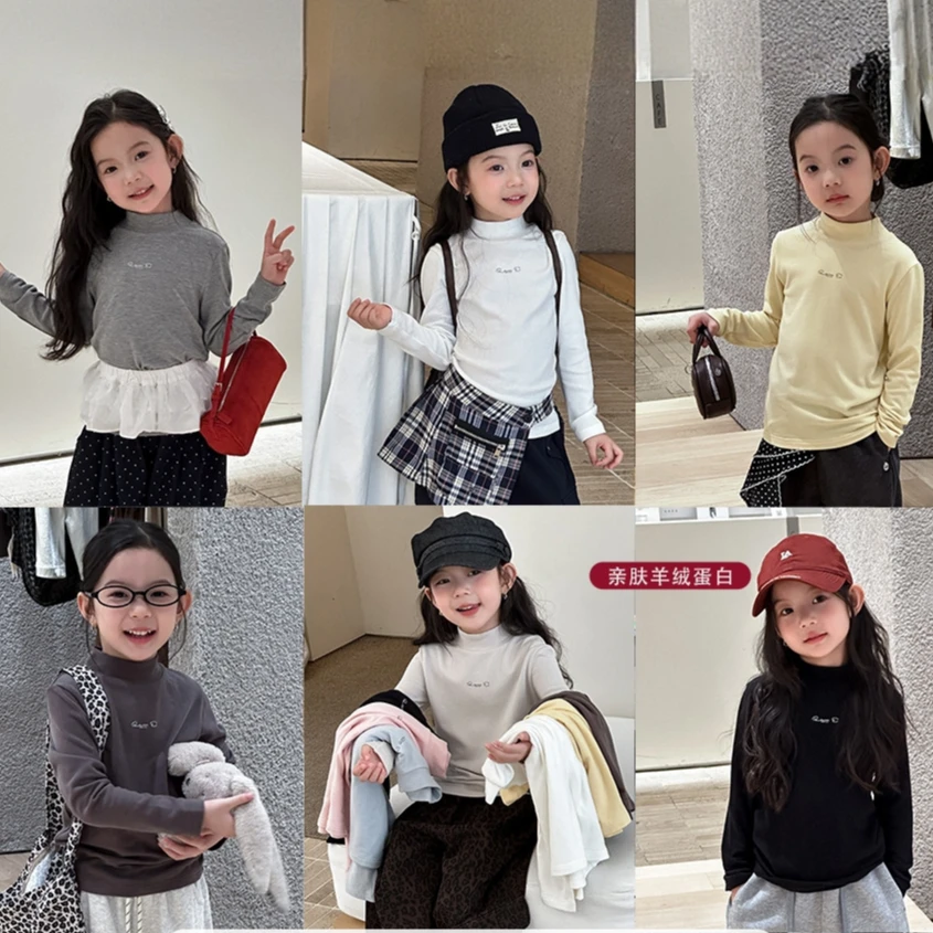 亲子【黑科技发热绒蛋白】儿童秋冬季保暖亲肤中领打底衫上衣25G057