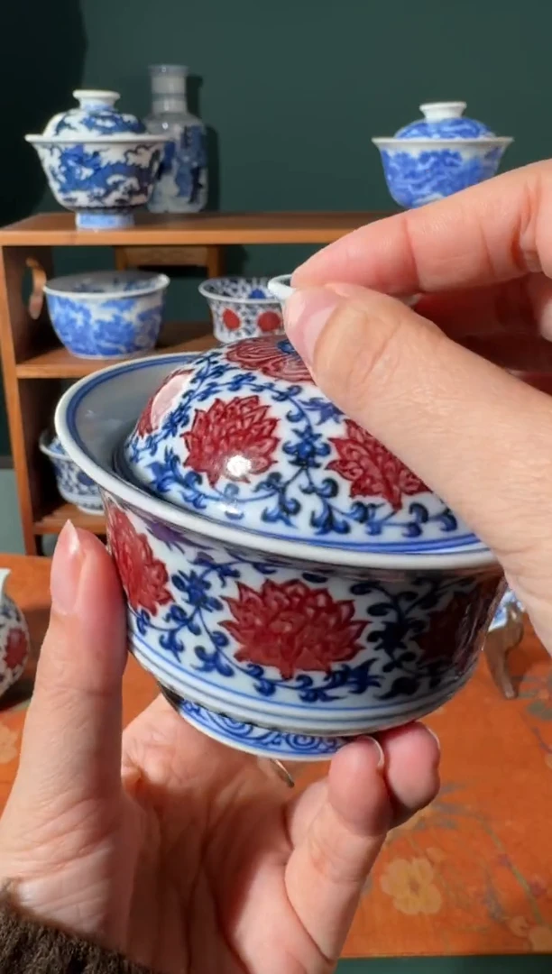 【闪购商品】杯永明尚玩缠枝马蹄盖碗