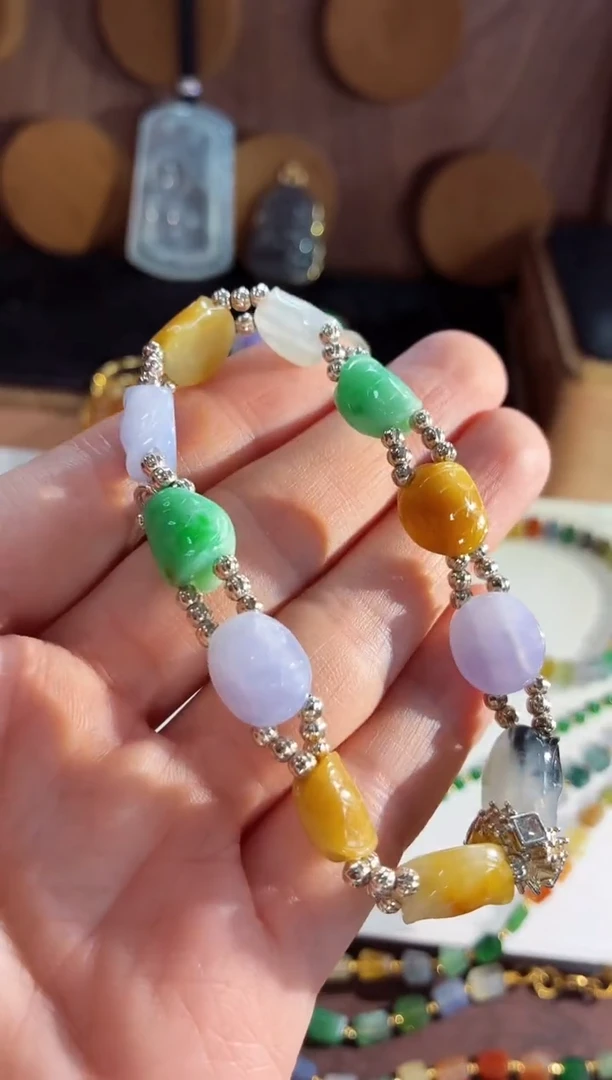 银S925镶嵌手链翡翠手串