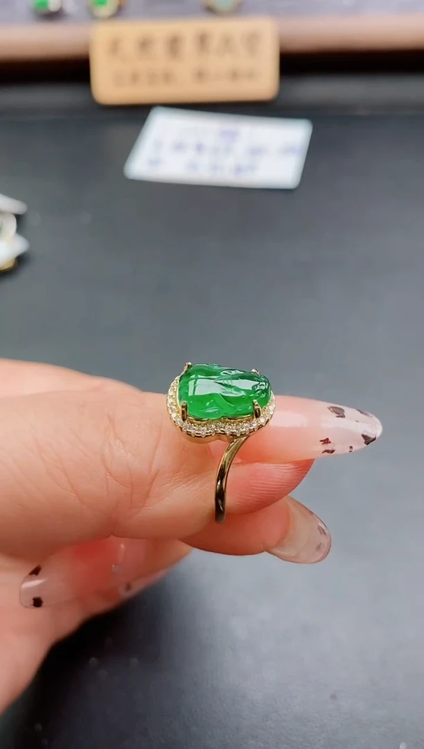银S925镶嵌戒指翡翠1
