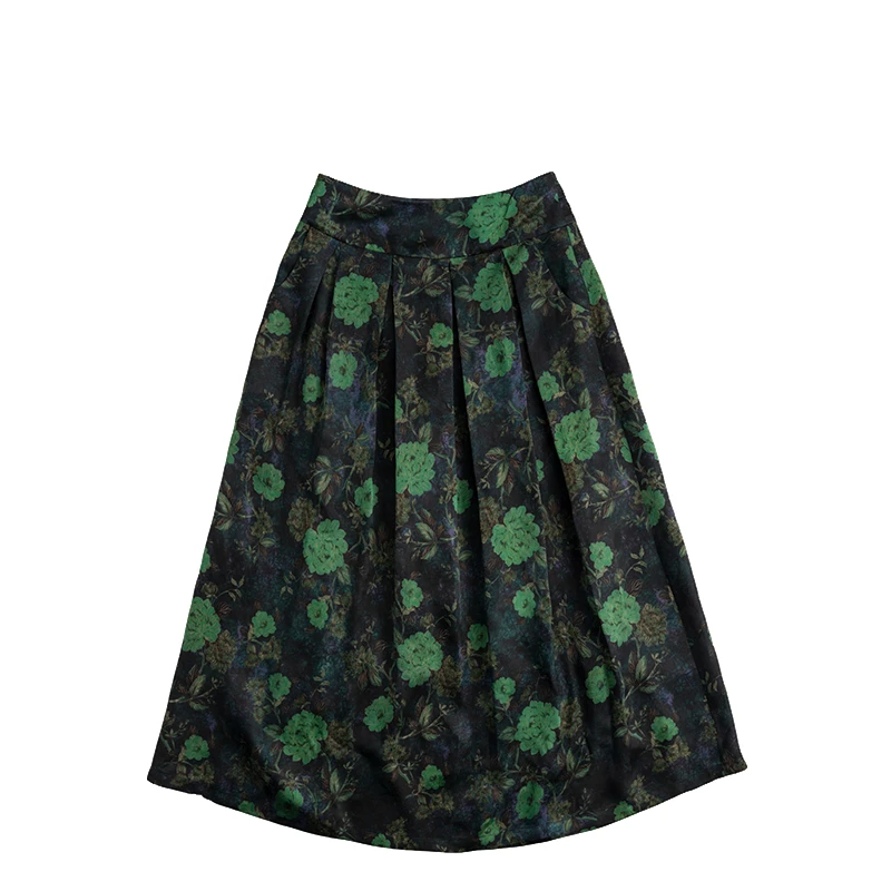 （佳夏）提花花萝宽松年轻舒适女士时尚百搭休闲百褶裙60909