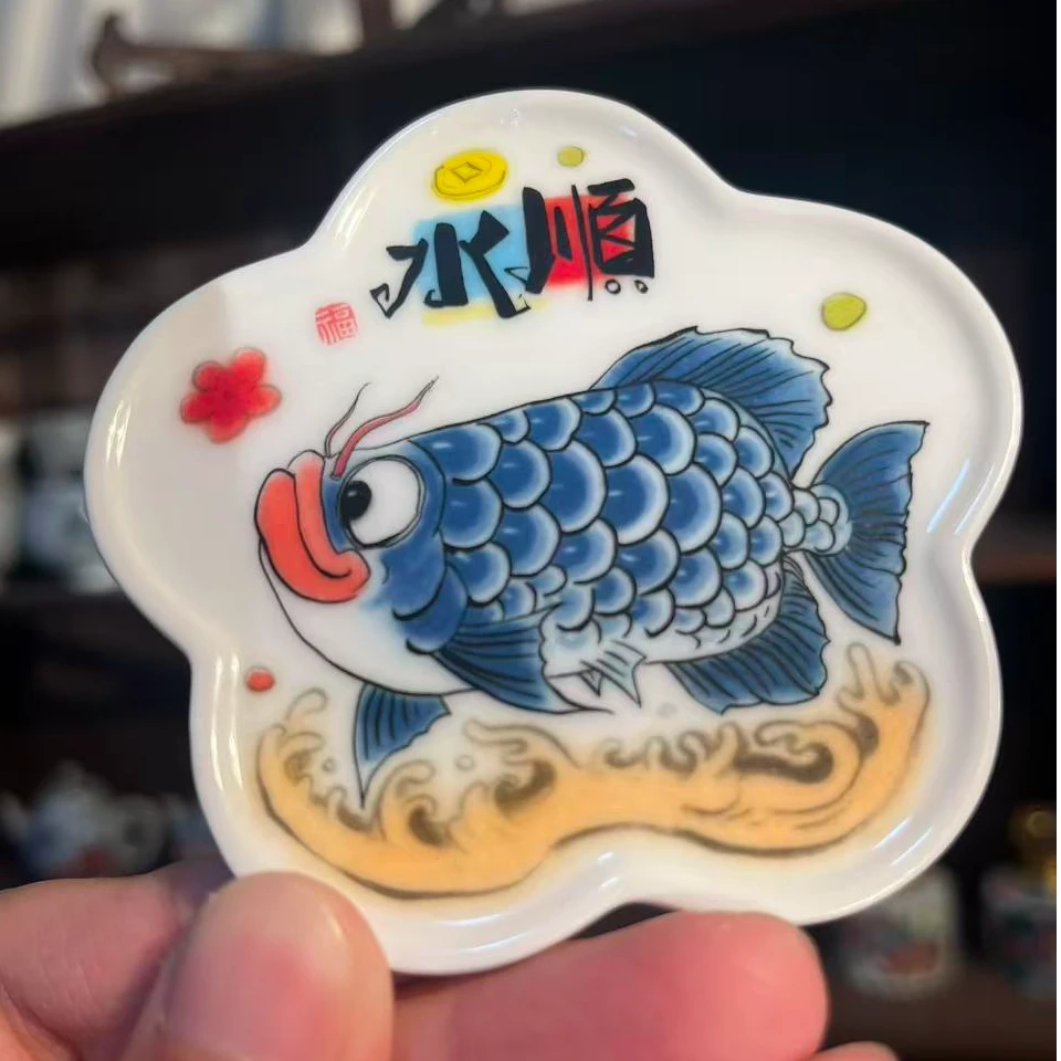 昨明预售链接国潮国风蓝鱼杯垫